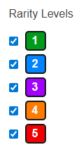rarity levels
