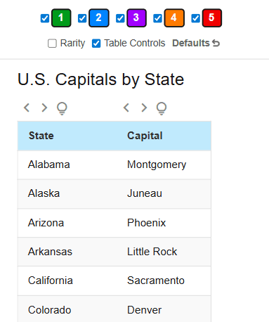 table controls image